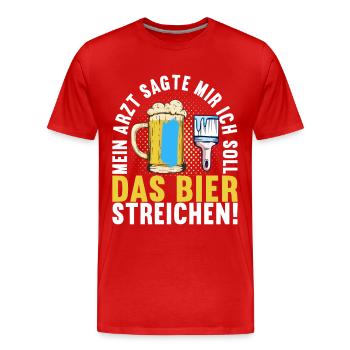 Beer drinkers Beer drinking - Men's Premium Organic T-Shirt - red - Front - Damien (186cm)