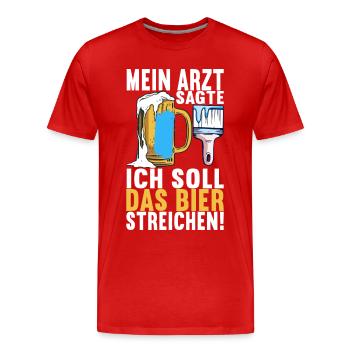 Beer drinkers Beer drinking - Men's Premium Organic T-Shirt - red - Front - Damien (186cm)