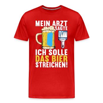 Beer drinkers Beer drinking - Men's Premium Organic T-Shirt - red - Front - Damien (186cm)