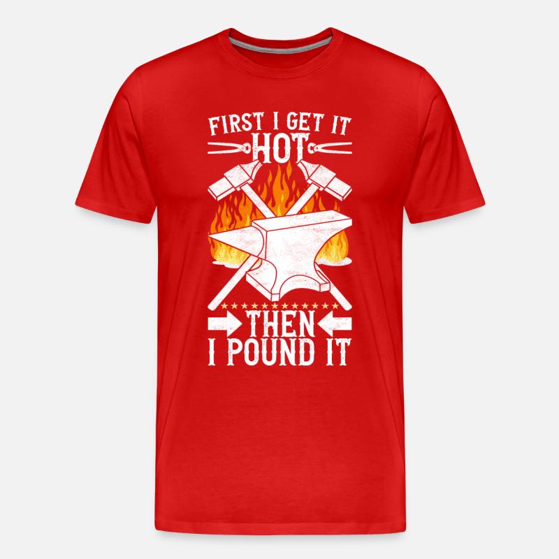 Blacksmith Forging Anvil - Men's Premium Organic T-Shirt - red