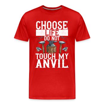 Blacksmith Forging Anvil - Men's Premium Organic T-Shirt - red - Front - Damien (186cm)