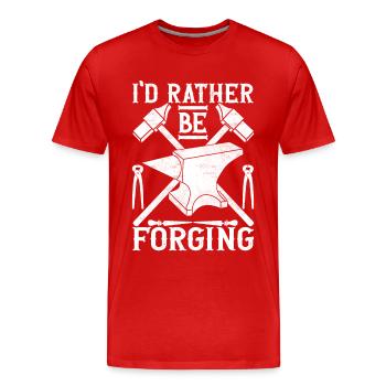Schmied Schmieden Amboss - Männer Premium Bio T-Shirt - Rot - Vorne - Damien (186cm)