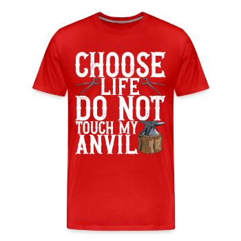 Blacksmith Forging Anvil - Men's Premium Organic T-Shirt - red - Front - Damien (186cm)