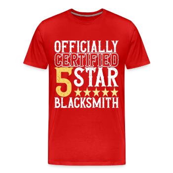 Blacksmith Forging Anvil - Men's Premium Organic T-Shirt - red - Front - Damien (186cm)