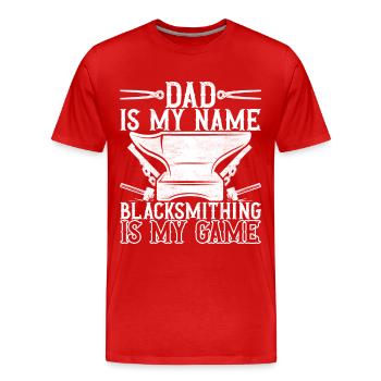 Blacksmith Forging Anvil - Men's Premium Organic T-Shirt - red - Front - Damien (186cm)