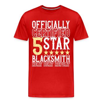 Blacksmith Forging Anvil - Men's Premium Organic T-Shirt - red - Front - Damien (186cm)
