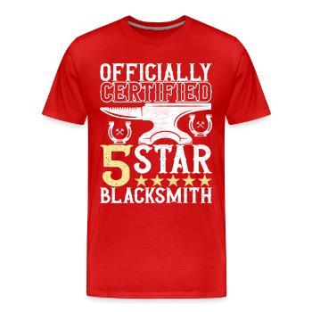 Blacksmith Forging Anvil - Men's Premium Organic T-Shirt - red - Front - Damien (186cm)