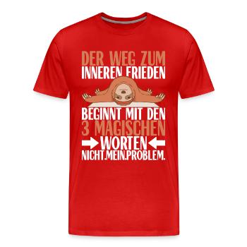 Yoga Faultier - Männer Premium Bio T-Shirt - Rot - Vorne - Damien (186cm)