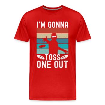 Disc Golf Disc Golfer - Men's Premium Organic T-Shirt - red - Front - Damien (186cm)