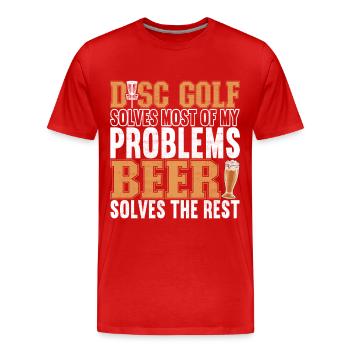 Disc Golf Discgolfspieler - Männer Premium Bio T-Shirt - Rot - Vorne - Damien (186cm)