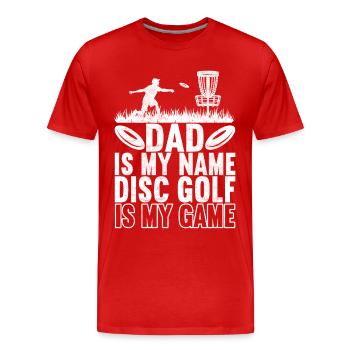 Disc Golf Discgolfspieler - Männer Premium Bio T-Shirt - Rot - Vorne - Damien (186cm)