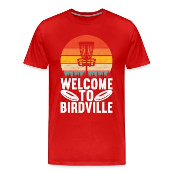 Disc Golf Disc Golfer - Men's Premium Organic T-Shirt - red - Front - Damien (186cm)