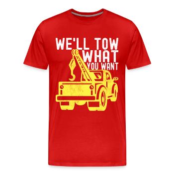 Abschleppwagen Abschleppdienst - Männer Premium Bio T-Shirt - Rot - Vorne - Damien (186cm)