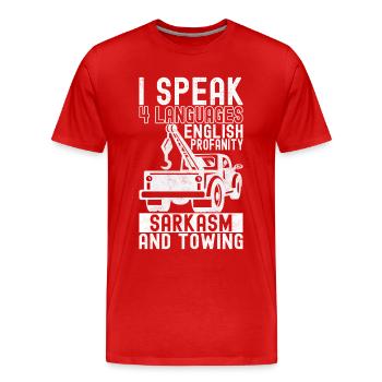 Abschleppwagen Abschleppdienst - Männer Premium Bio T-Shirt - Rot - Vorne - Damien (186cm)