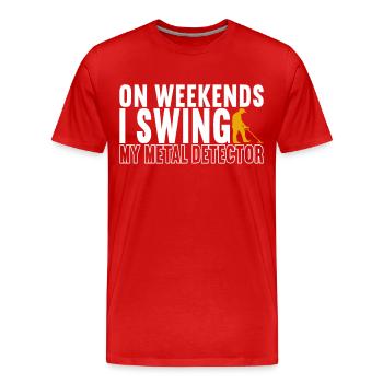 Metalldetektor Sondengänger Sondler - Männer Premium Bio T-Shirt - Rot - Vorne - Damien (186cm)