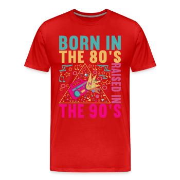 90s 90s 90s Party - Men's Premium Organic T-Shirt - red - Front - Damien (186cm)