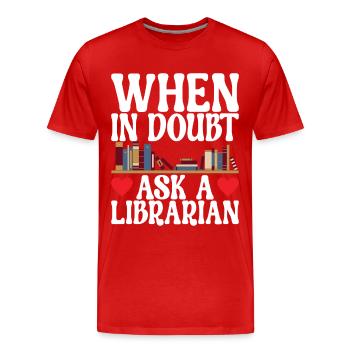 Bibliothèque de rats de bibliothèque de livres de lecture - T-shirt bio Premium Homme - rouge - Devant - Damien (186cm)
