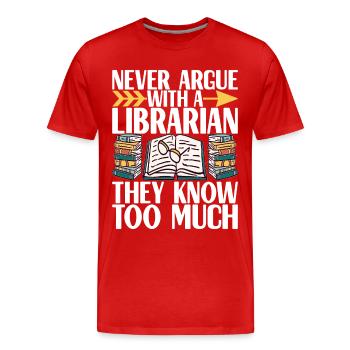 Bibliothèque de rats de bibliothèque de livres de lecture - T-shirt bio Premium Homme - rouge - Devant - Damien (186cm)