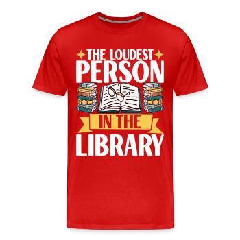 Bibliothèque de rats de bibliothèque de livres de lecture - T-shirt bio Premium Homme - rouge - Devant - Damien (186cm)