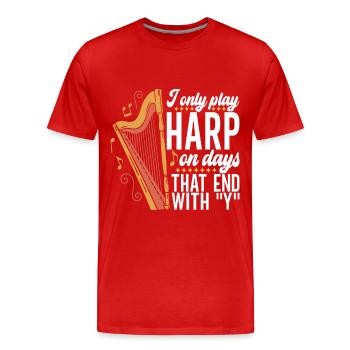 Joueur de harpe - T-shirt bio Premium Homme - rouge - Devant - Damien (186cm)