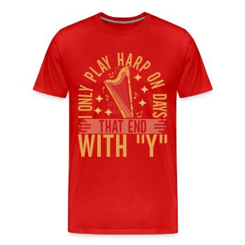 Joueur de harpe - T-shirt bio Premium Homme - rouge - Devant - Damien (186cm)