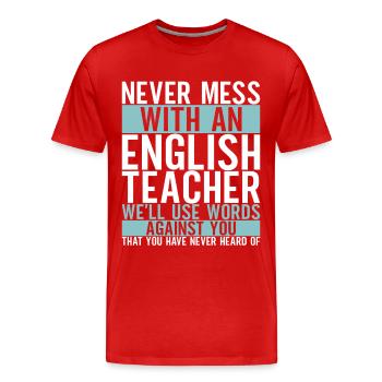 Englisch Lehrer English Teacher - Männer Premium Bio T-Shirt - Rot - Vorne - Damien (186cm)