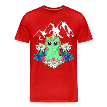 Licorne Flore Alpes Montagnes Horn Peak Printemps - T-shirt bio Premium Homme - rouge - Devant - Damien (186cm)