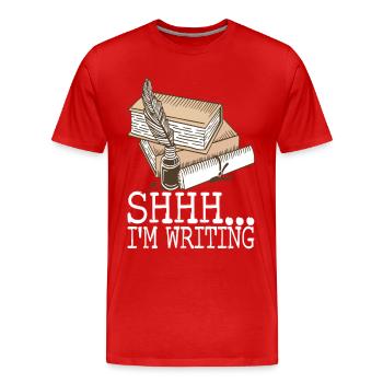 Author Schreiber - Men's Premium Organic T-Shirt - red - Front - Damien (186cm)