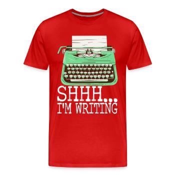 Autor Schreiber - Männer Premium Bio T-Shirt - Rot - Vorne - Damien (186cm)