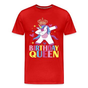 Unicorn Birthday - Men's Premium Organic T-Shirt - red - Front - Damien (186cm)