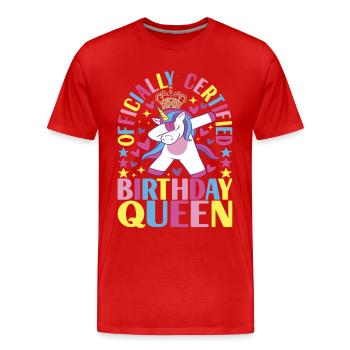 Unicorn Birthday - Men's Premium Organic T-Shirt - red - Front - Damien (186cm)