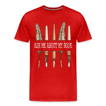 Author Writer Writer - Men's Premium Organic T-Shirt - red - Front - Damien (186cm)