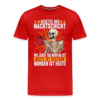 Nachtschicht Nachtdienst - Männer Premium Bio T-Shirt - Rot - Vorne - Damien (186cm)