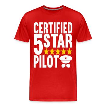 Pilot Airplane - Men's Premium Organic T-Shirt - red - Front - Damien (186cm)