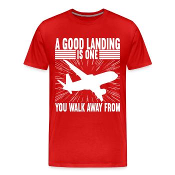 Pilote d’avion - T-shirt bio Premium Homme - rouge - Devant - Damien (186cm)