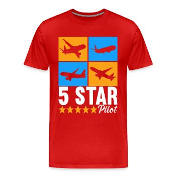 Pilote d’avion - T-shirt bio Premium Homme - rouge - Devant - Damien (186cm)
