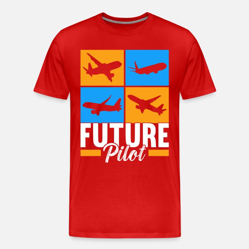 Pilot Flugzeug - Männer Premium Bio T-Shirt - Rot