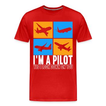 Pilote d’avion - T-shirt bio Premium Homme - rouge - Devant - Damien (186cm)