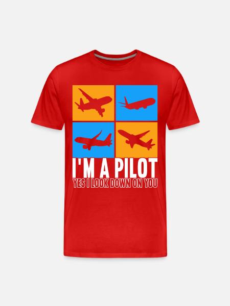 Pilot Flugzeug - Männer Premium Bio T-Shirt - Rot