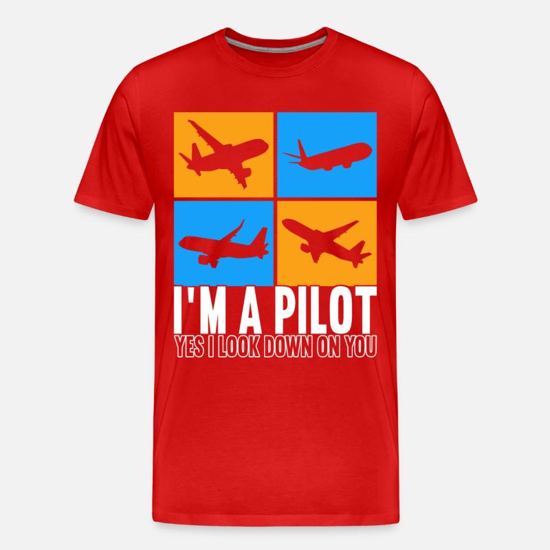 Pilot Flugzeug - Männer Premium Bio T-Shirt - Rot