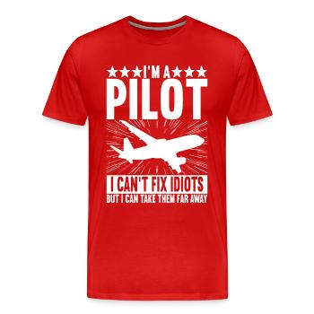 Pilot Flugzeug - Männer Premium Bio T-Shirt - Rot - Vorne - Damien (186cm)
