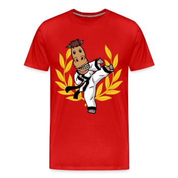 Karaté Cheval Self Défense Vous Cheval Sport - T-shirt bio Premium Homme - rouge - Devant - Damien (186cm)