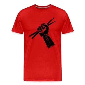 Batterie Batteur Baguettes - T-shirt bio Premium Homme - rouge - Devant - Damien (186cm)