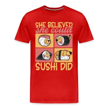 Sushi Kawaii - Männer Premium Bio T-Shirt - Rot - Vorne - Damien (186cm)