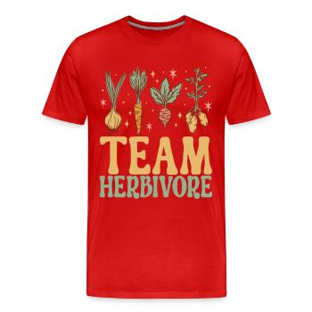 Vegan Vegetarier - Männer Premium Bio T-Shirt - Rot - Vorne - Damien (186cm)