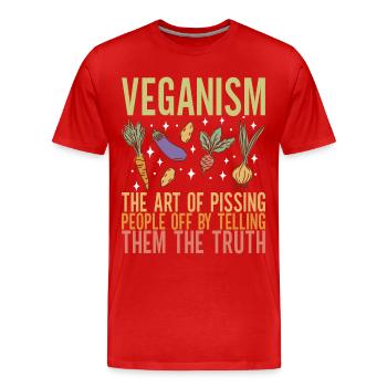 Vegan Vegetarier - Männer Premium Bio T-Shirt - Rot - Vorne - Damien (186cm)