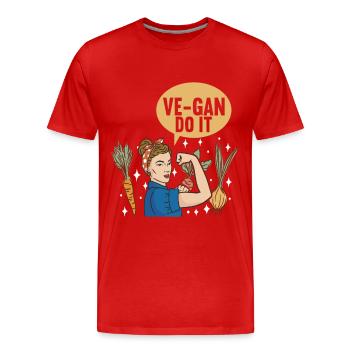 Végétarien végétalien - T-shirt bio Premium Homme - rouge - Devant - Damien (186cm)