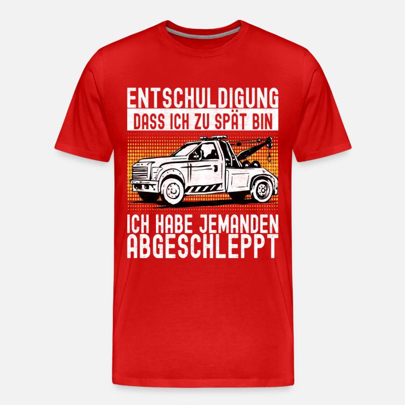 Abschleppwagen Abschleppdienst - Männer Premium Bio T-Shirt - Rot