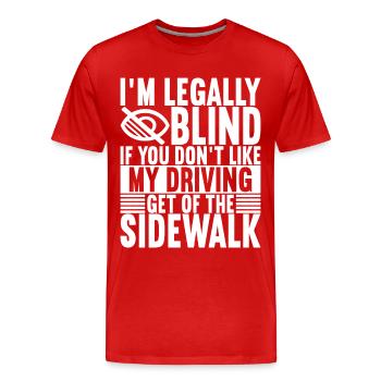 Déficience visuelle aveugle - T-shirt bio Premium Homme - rouge - Devant - Damien (186cm)