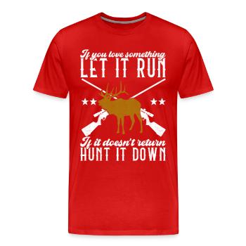 Hunting Hunter Hunting Deer - Men's Premium Organic T-Shirt - red - Front - Damien (186cm)